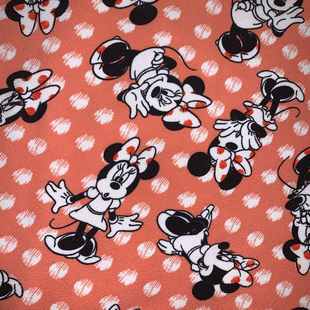 🌻 LuLaRoe Disney Minnie Mouse Skirt Pink white XL X large polka dot 12 to 14 - Picture 2 of 7